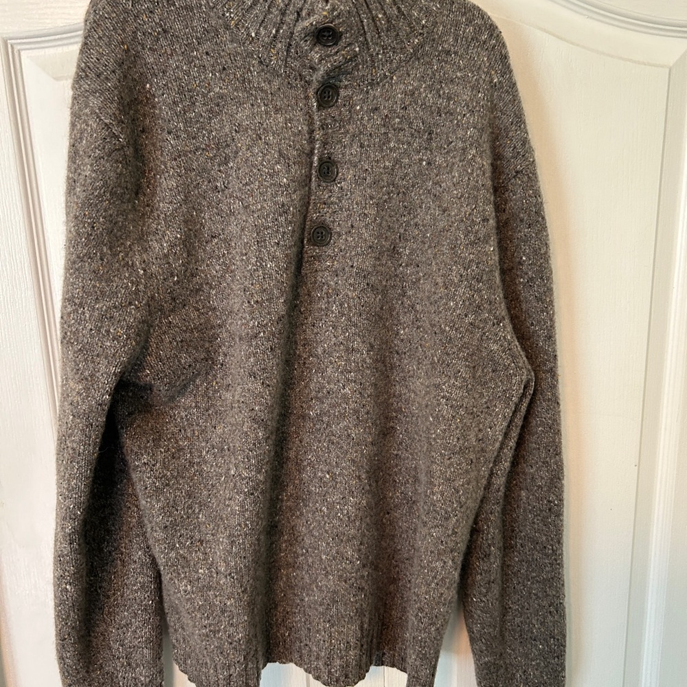 Banana Republic Cashmere Blend Brown Donegal Shawl Neck Sweater (Large)